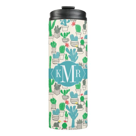 Cute Natural Floral Cacti Pattern Thermosbeker (Voorkant)