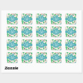 Cute Natural Floral Cacti Pattern Vierkante Sticker (Vel)