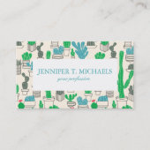 Cute Natural Floral Cacti Pattern Visitekaartje (Voorkant)