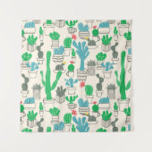 Cute Natural Floral Cacti Pattern Wandkleed (Voorkant (horizontaal))