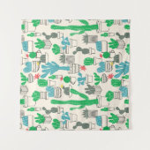 Cute Natural Floral Cacti Pattern Wandkleed (Voorkant)