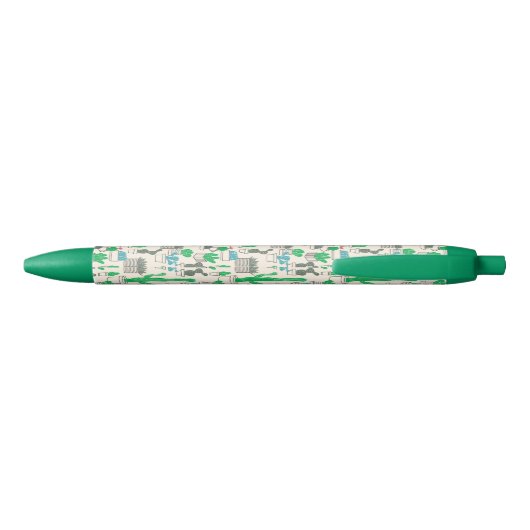 Cute Natural Floral Cacti Pattern Zwarte Inkt Pen (Achterkant)