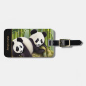 Cute Naturalistic Pandas AI Creation | Monogram Bagagelabel (Voorkant horizontaal)