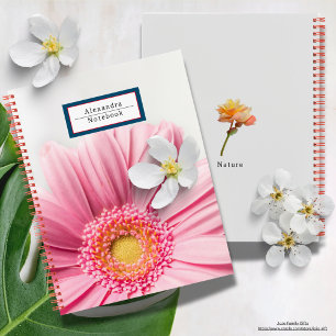 Cute natuur en bloemen Monogrammen l Pink Notitieboek
