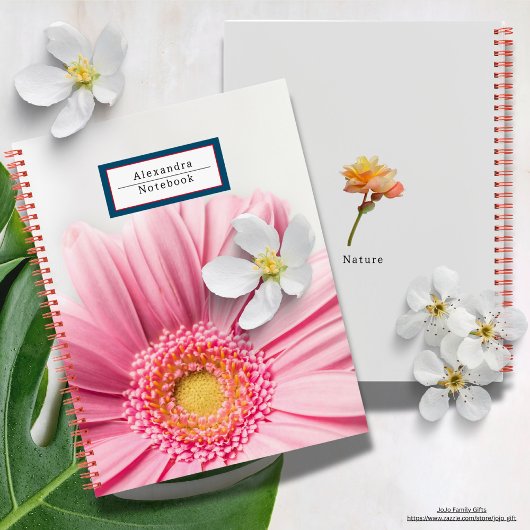 Cute natuur en bloemen Monogrammen l Pink Notitieboek