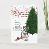 Cute Naughty Boston Terrier Dog kerstkaart Feestdagen Kaart (Voorkant)
