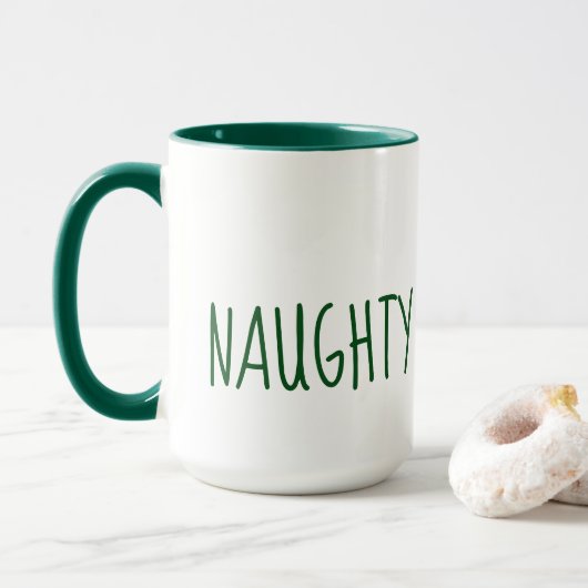 Cute Naughty en Nice Kerstmis Mok (Met donut)