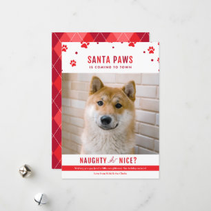 Cute Naughty of Nice Dog Kerstfoto Feestdagenkaart