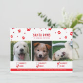 Cute Naughty of Nice Three Dog kerstfoto Feestdagenkaart (Staand voorkant)