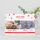 Cute Naughty of Nice Two Cat kerstfoto Feestdagenkaart (Staand voorkant)