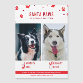 Cute Naughty of Nice Two Dog Kerstmis Magnet Kaart