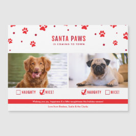 Cute Naughty of Nice Two Dog Kerstmis Magnet Kaart