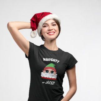 Cute “Naughty or Nice?” Anime Christmas Elf T-shirt