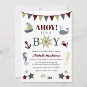 Cute Nautical Ahoy! Het Baby shower van een jongen Kaart (Voorkant)