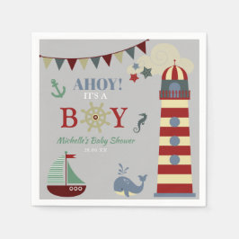 Cute Nautical Ahoy! Het Baby shower van een jongen Servet