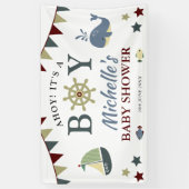 Cute Nautical Ahoy! Het Baby shower van een jongen Spandoek (Verticaal)