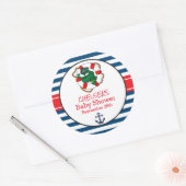Cute Nautical Alligator Baby shower Thema Ronde Sticker (Envelop)