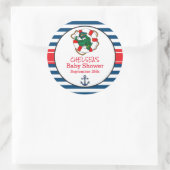 Cute Nautical Alligator Baby shower Thema Ronde Sticker (Tas)