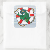 Cute Nautical Alligator Baby shower Thema Vierkante Sticker (Tas)