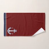 Cute Nautical Anchor Bathroom Maroon Blue Bad Handdoek (Handdoek)