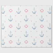 Cute Nautical Anchor Blue Baby shower Cadeaupapier (Vlak)