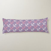 Cute Nautical Anchors Roze en Paars Patroon Lichaamskussen (Achterkant)
