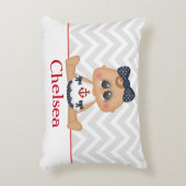 Cute Nautical Baby Girl met Monogram Decoratief Kussen (Voorkant(Verticaal))