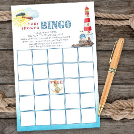 Cute Nautical Baby shower Bingo Game