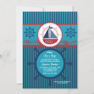 Cute Nautical Baby shower Invitation Kaart