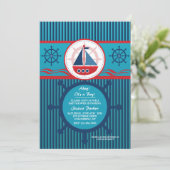Cute Nautical Baby shower Invitation Kaart (Staand voorkant)