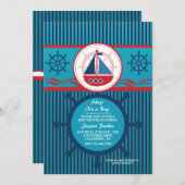 Cute Nautical Baby shower Invitation Kaart (Voorkant / Achterkant)