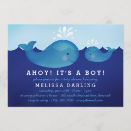 Cute Nautical Baby Shower Invitations | Blauwe wal Kaart