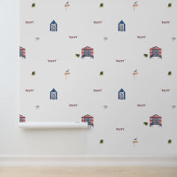 Cute Nautical Beach Hut Pattern Wallpaper