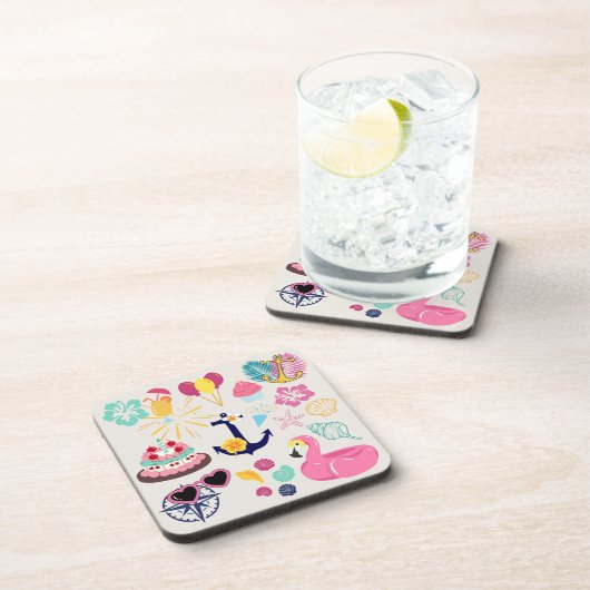 Cute Nautical Birthday Bier Onderzetter (Rechterzijde)