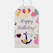   Cute Nautical Birthday Cadeaulabel (Voorkant)
