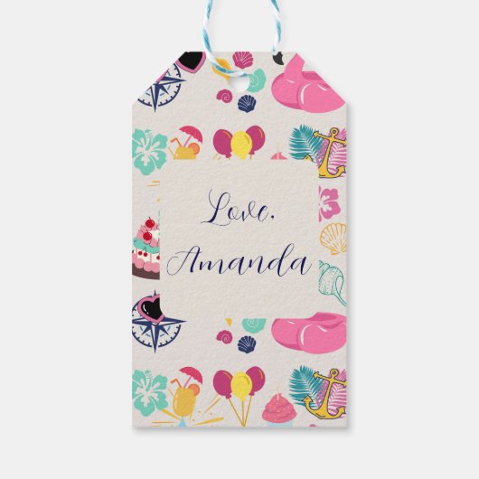   Cute Nautical Birthday Cadeaulabel (Achterkant)