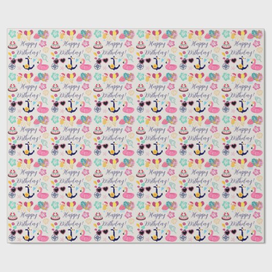  Cute Nautical Birthday Cadeaupapier (Vlak)