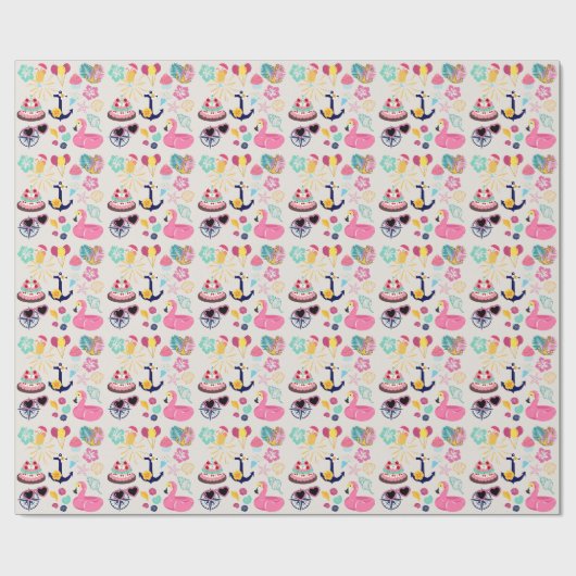 Cute Nautical Birthday Cadeaupapier (Vlak)