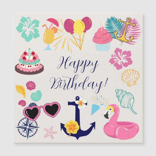 Cute Nautical Birthday Door Magnet (Voorkant)