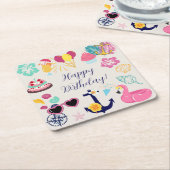 Cute Nautical Birthday Kartonnen Onderzetters (Schuin)