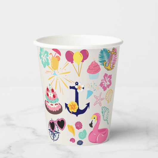 Cute Nautical Birthday Papieren Bekers (Voorkant)