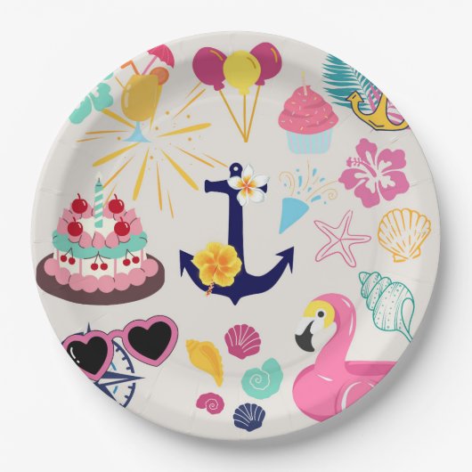 Cute Nautical Birthday Papieren Bordje (Voorkant)