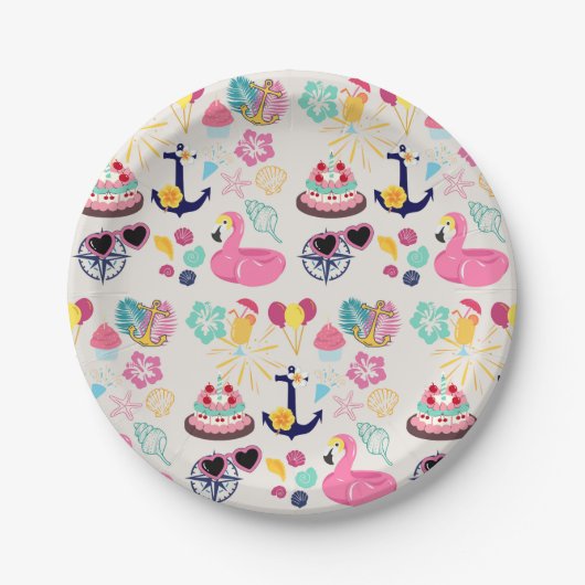 Cute Nautical Birthday Papieren Bordje (Voorkant)
