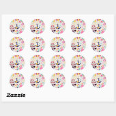 Cute Nautical Birthday Ronde Sticker (Vel)