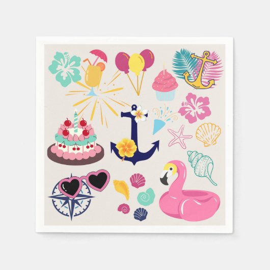 Cute Nautical Birthday Servet (Voorkant)