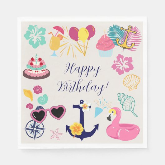  Cute Nautical Birthday Servet (Voorkant)