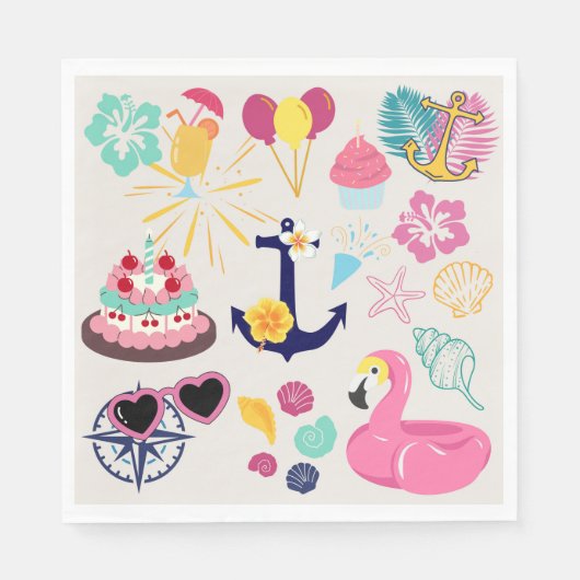 Cute Nautical Birthday Servet (Voorkant)