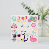 Cute Nautical Birthday Thank You Card Bedankkaart (Staand voorkant)