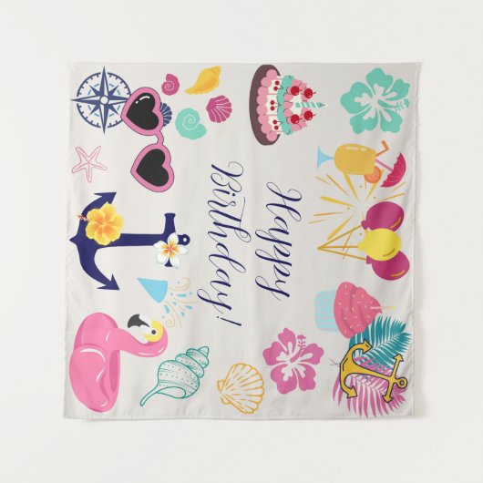 Cute Nautical Birthday Wandkleed (Voorkant (horizontaal))