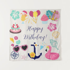 Cute Nautical Birthday Wandkleed